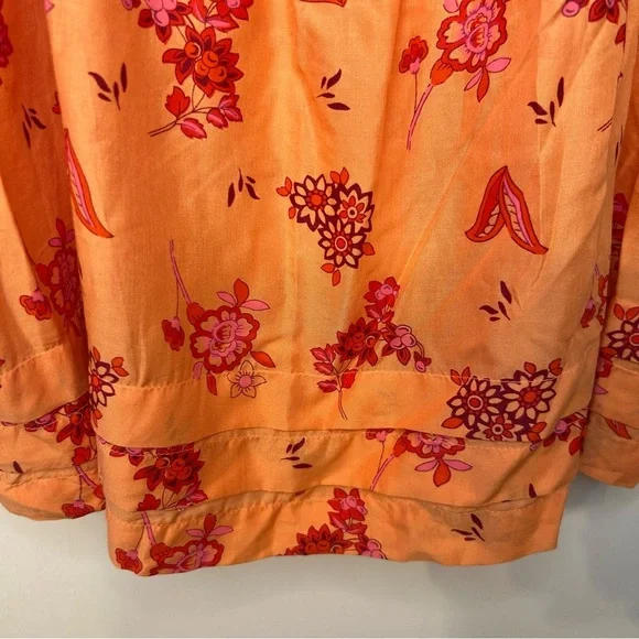 Anthropologie Orange Floral Sleeveless Top, Size Medium - Picture 5 of 9